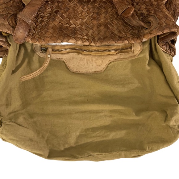 Tano Purse Woven Leather Brown Tote Handbag Large Shoulder Bag - Picture 8 of 10